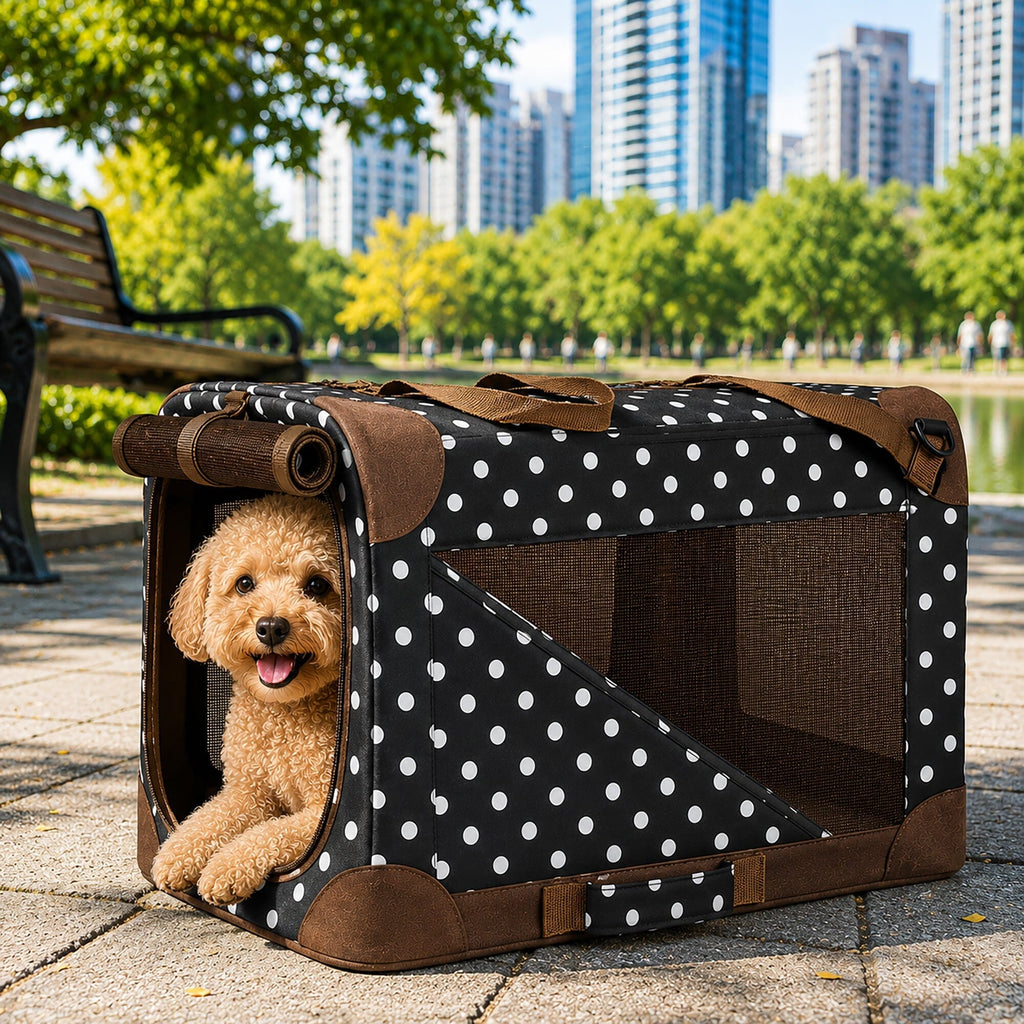 Pet Life ® '360° Vista View' Zippered Soft Folding Collapsible Durable Metal Framed Pet Dog Crate House Carrier