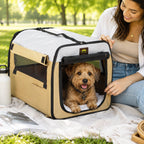 Pet Life ® 'Easy Folding' Zippered Folding Collapsible Wire Framed Lightweight Pet Dog Crate Carrier