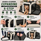 Pet Life ®  'Hounda Accordion' Metal Framed Soft-Folding Collapsible Dual-Sided Expandable Pet Dog Crate