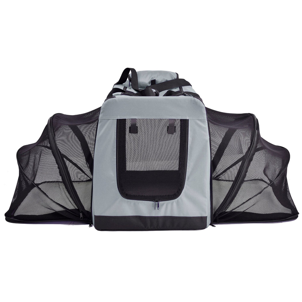 Pet Life ®  'Hounda Accordion' Metal Framed Soft-Folding Collapsible Dual-Sided Expandable Pet Dog Crate
