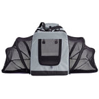 Pet Life ®  'Hounda Accordion' Metal Framed Soft-Folding Collapsible Dual-Sided Expandable Pet Dog Crate