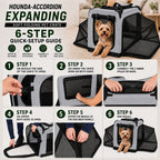 Pet Life ®  'Hounda Accordion' Metal Framed Soft-Folding Collapsible Dual-Sided Expandable Pet Dog Crate
