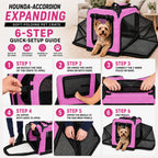 Pet Life ®  'Hounda Accordion' Metal Framed Soft-Folding Collapsible Dual-Sided Expandable Pet Dog Crate