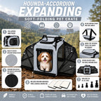 Pet Life ®  'Hounda Accordion' Metal Framed Soft-Folding Collapsible Dual-Sided Expandable Pet Dog Crate