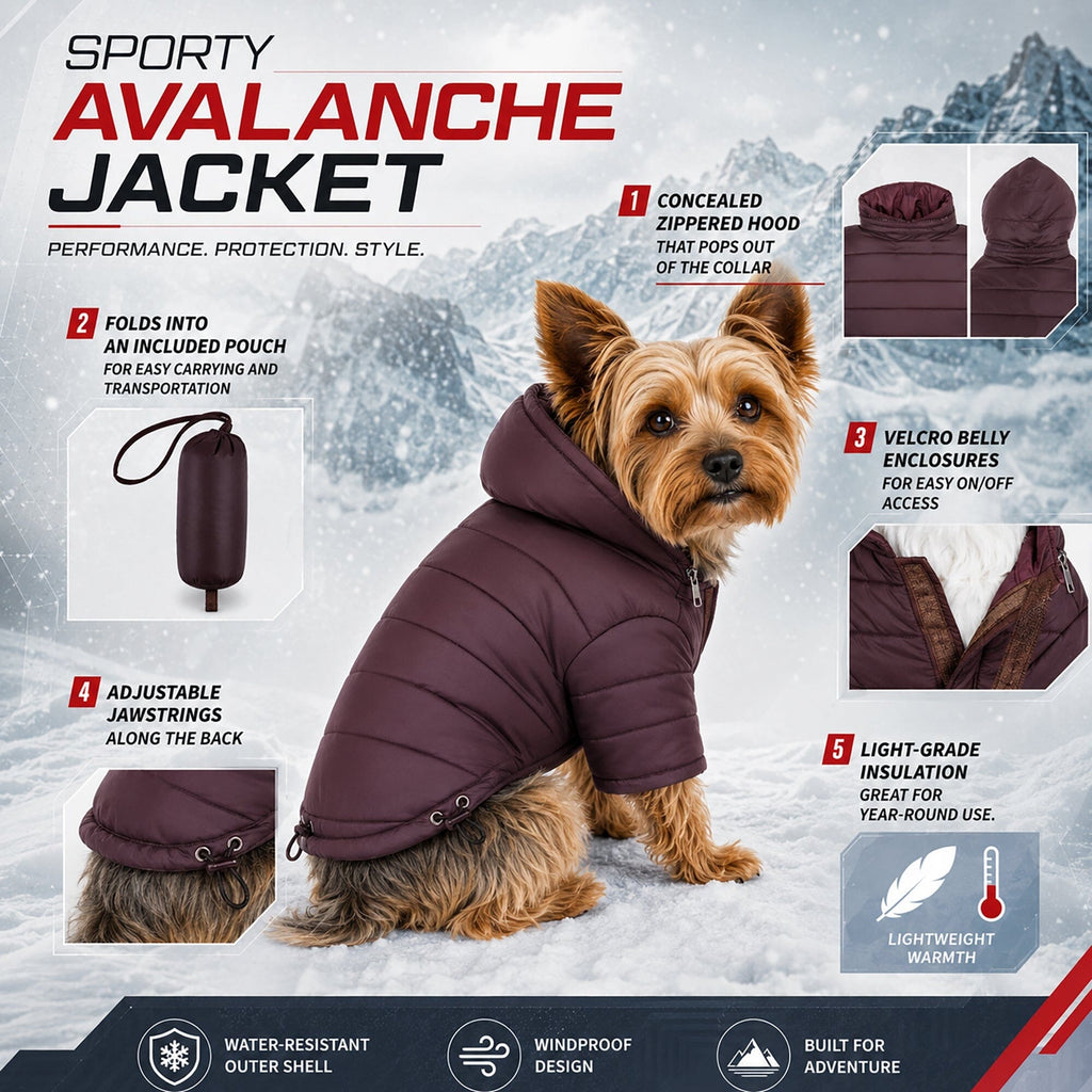 Pet Life ® Lightweight Adjustable and Collapsible 'Sporty Avalanche' Dog Coat w/ Pop-out Zippered Hood