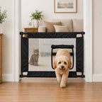 Pet Life ® 'Porta Gate' Anti-Drilling Nylon Mesh Collapsible Folding Travel Safety Pet Cat Dog Gate w/ Zippered Entrance