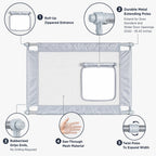 Pet Life ® 'Porta Gate' Anti-Drilling Nylon Mesh Collapsible Folding Travel Safety Pet Cat Dog Gate w/ Zippered Entrance